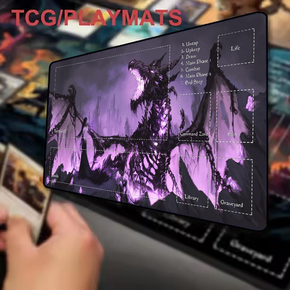 Play Mat Neoprene - Темно-фиолетовый игровой коврик с драконом-скелетом, коврик